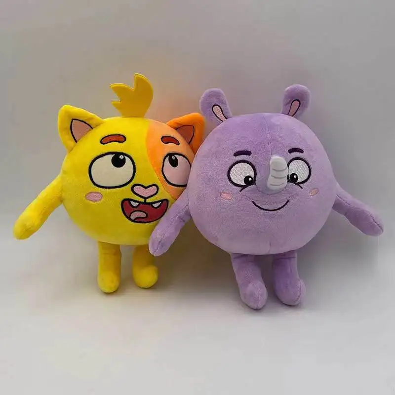 4pcs/Set 24cm Anime Baby Zoo Plush Toys Cute Cat Rhino