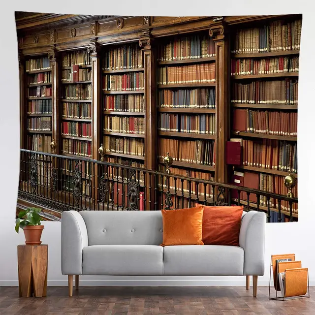 Bibliothèque murale suspendue rétro, tapisserie artistique pour décoration de maison, chambre à coucher, salon, bibliothèque mystère 2