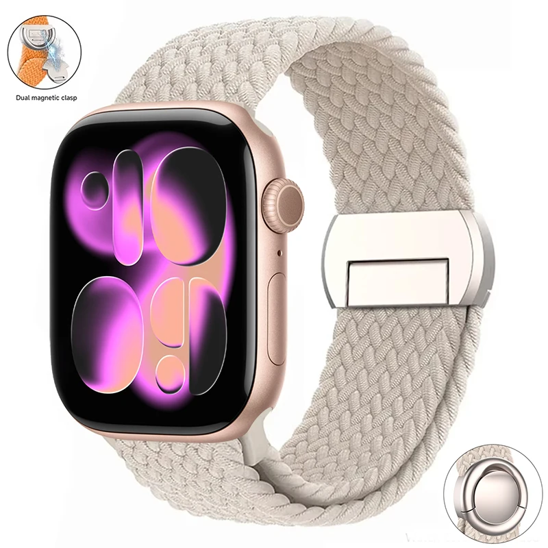 Elegant Braided Magnetic Bracelet Watch Strap – Adjustable and Versatile Design
