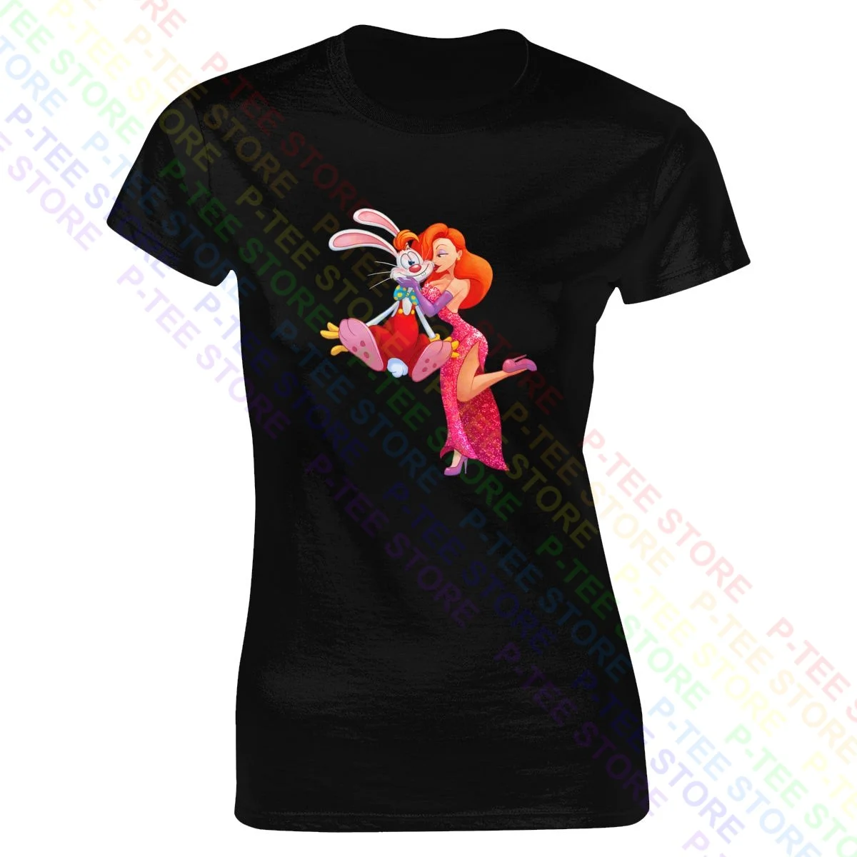 Jessica Rabbit And Roger Rabbit Who Incorniciato Roger Rabbit T-Shirt Da Donna Lady Shirt Pop Retro Female Tee