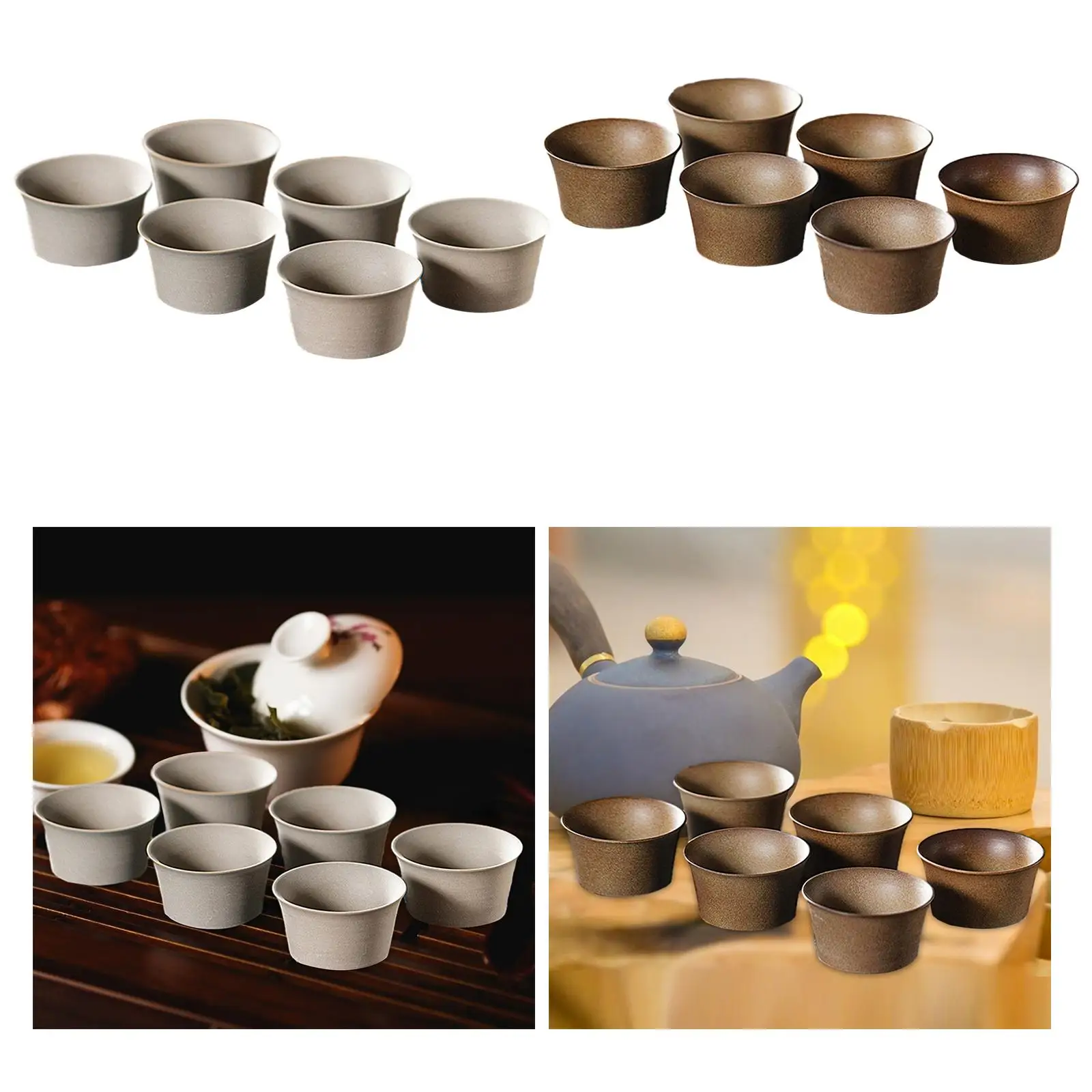 6 Pieces Chinese Ceramic Tea Cups Espresso Coffee Cups 1.7oz Porcelain Teacup