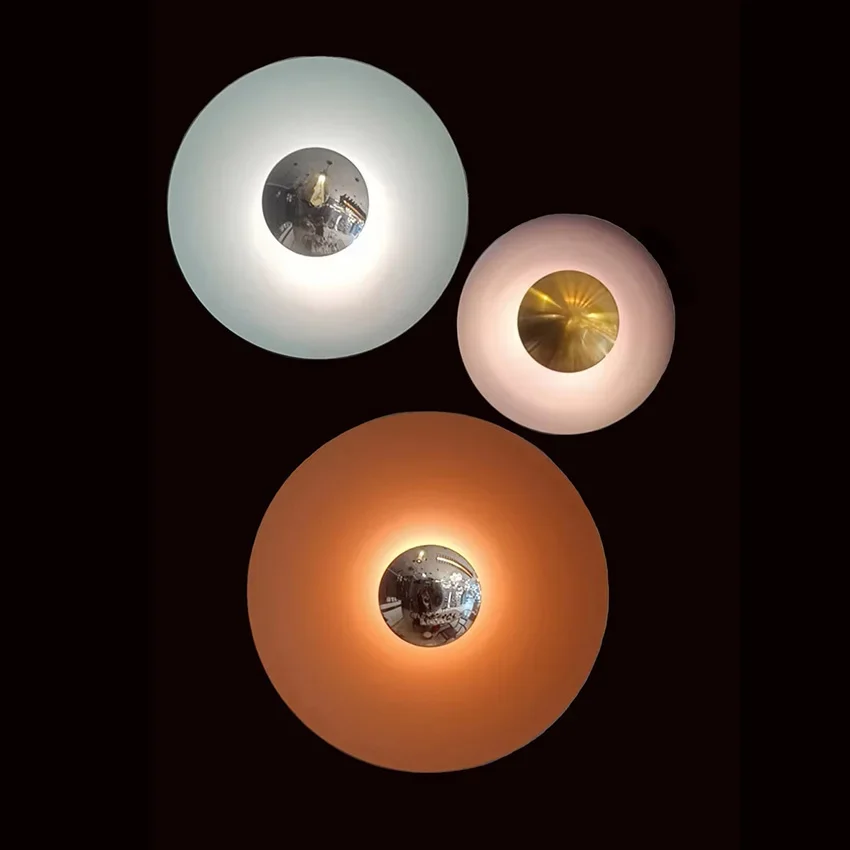 

Modern led wall light Round iron wall lamp Nordic creative color living room TV home decor lighting fixture stair bedside lamps