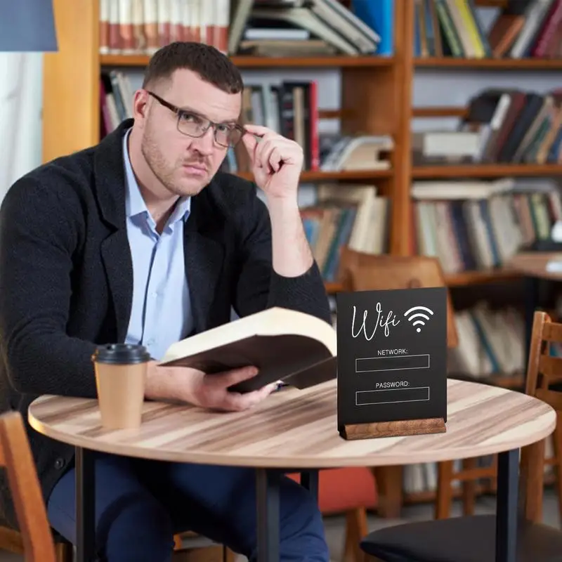Cartello WiFi In Legno Massello | Portapassword Da Tavolo | Per Casa E Ufficio - Foto 10