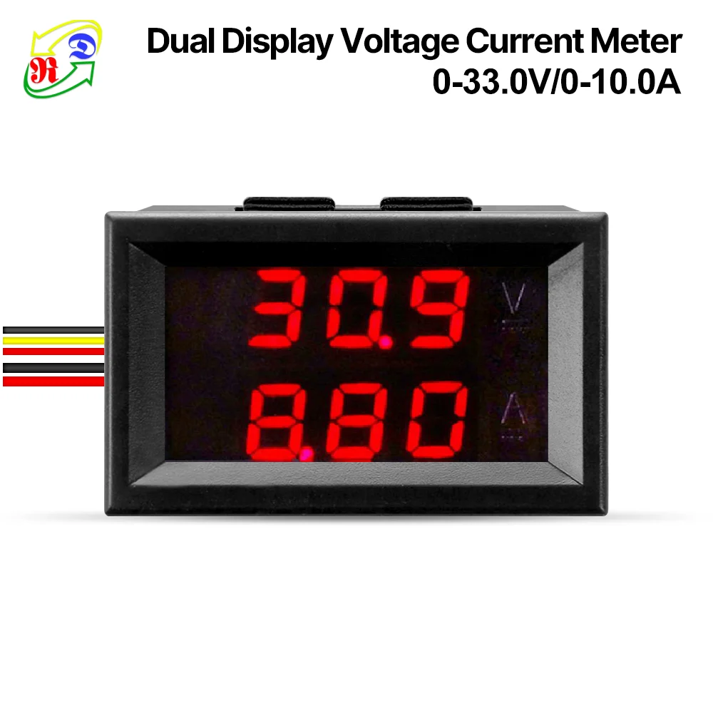 RD New Dual LED Display color Car voltage current meter 0.28 Digital Ammeter Voltmeter DC 0.00-33.0V/10A [4 pcs/lot]