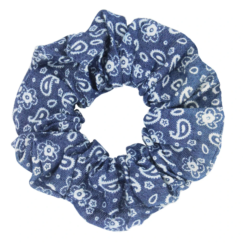 Neuankömmling Denim Haar gummis für Frauen Retro Designs feminine Blue Jeans Stoff Haars eil 4 teile/satz Großhandel Scrunchie viel – Detail 4