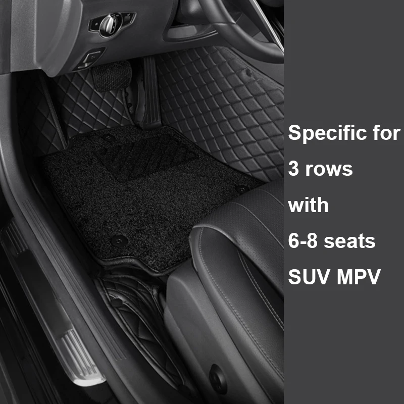 Tappetini Per Auto Personalizzati Per Oltre 98% Accessori Interni Per Auto Set Completo Di Materiale Ecologico 6-8 Posti (Solo 3 File Di Auto)