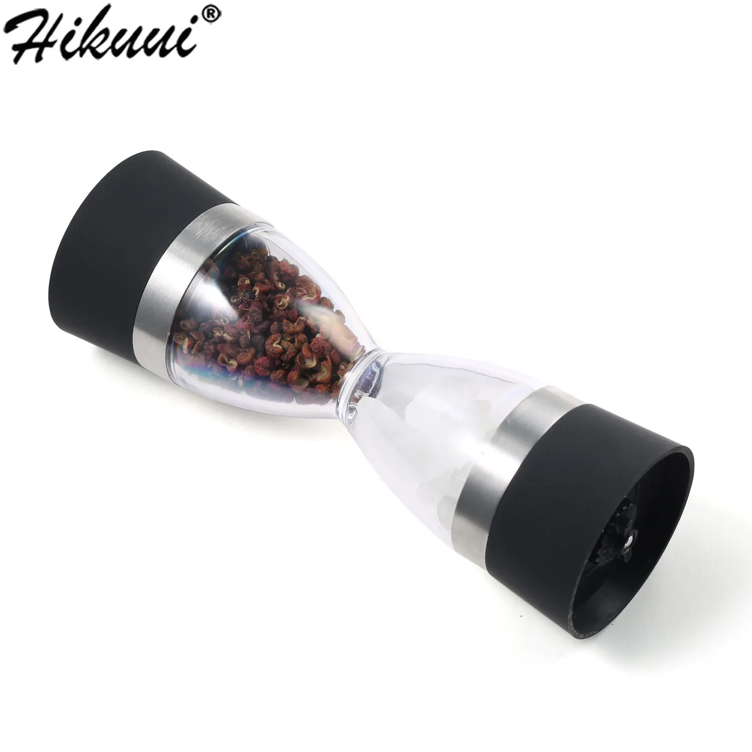 Manual Pepper Mill Grinder 2 in 1 Hourglass Design Pepper Salt Spice Grind Tool Acrylic mills BBQ Tool Kitchen Accessaries