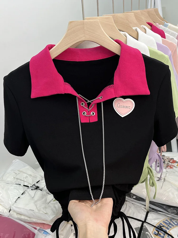 

Women Black Gothic T-shirt Harajuku Korean Y2k 90s Aesthetic Fashion Vintage Short Sleeve T-shirts Top 2000s Trashy Clothes 2024