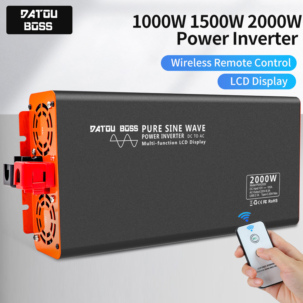 DATOUBOSS PSW Series Sine Wave Inverter DC60VDC72V To AC Solar Power Converter Portable USB Charger LCD Display Voltage Inverter
