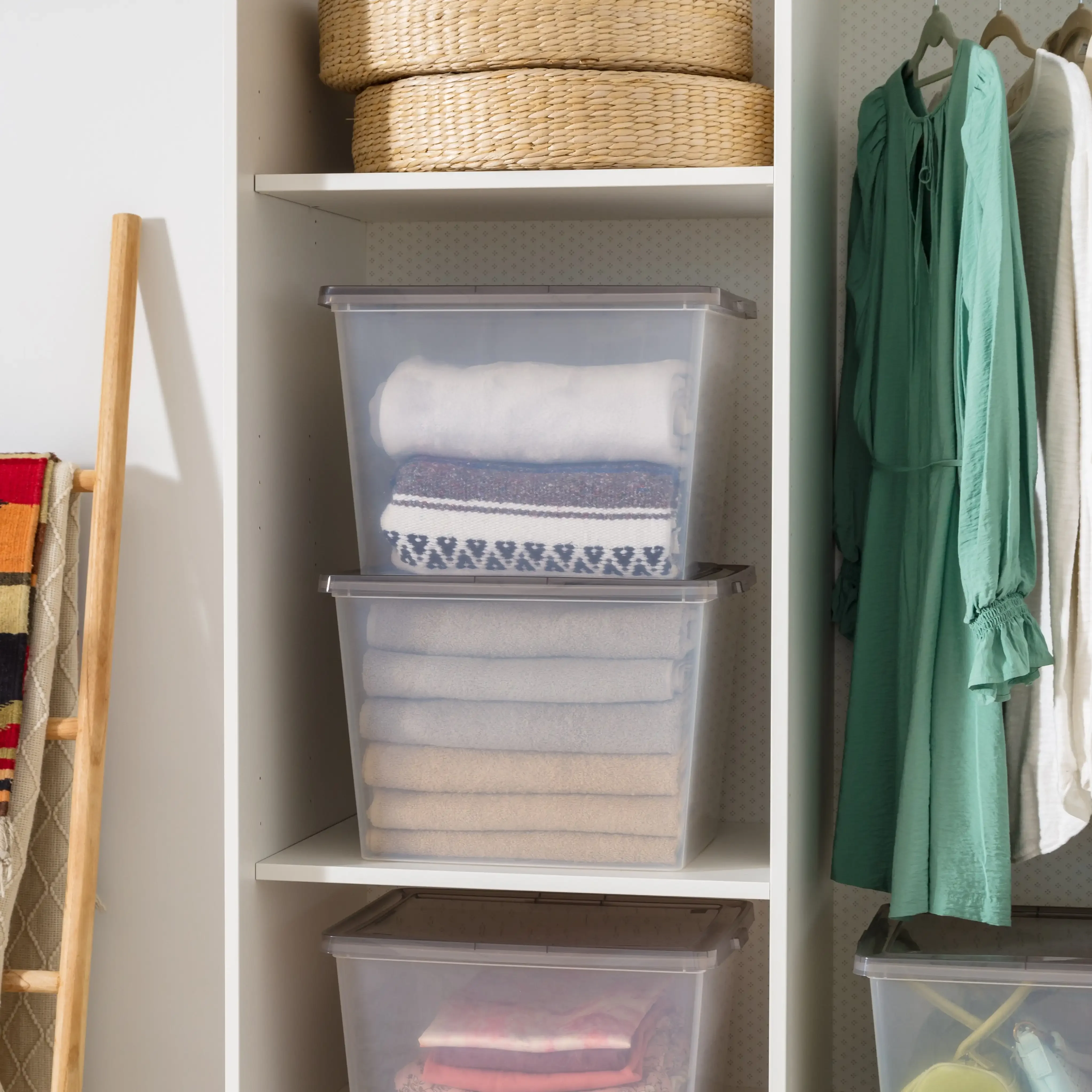Storage Bins with Lids, Clear, Stackable Totes, Containers 6Pk 3