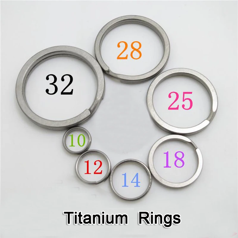 10PCS Titanium TC4 Ti Round Metal Keyring EDC Split Key Ring Key Chain 10mm/12mm/14mm/18mm/25mm/28mm/32mm FW136