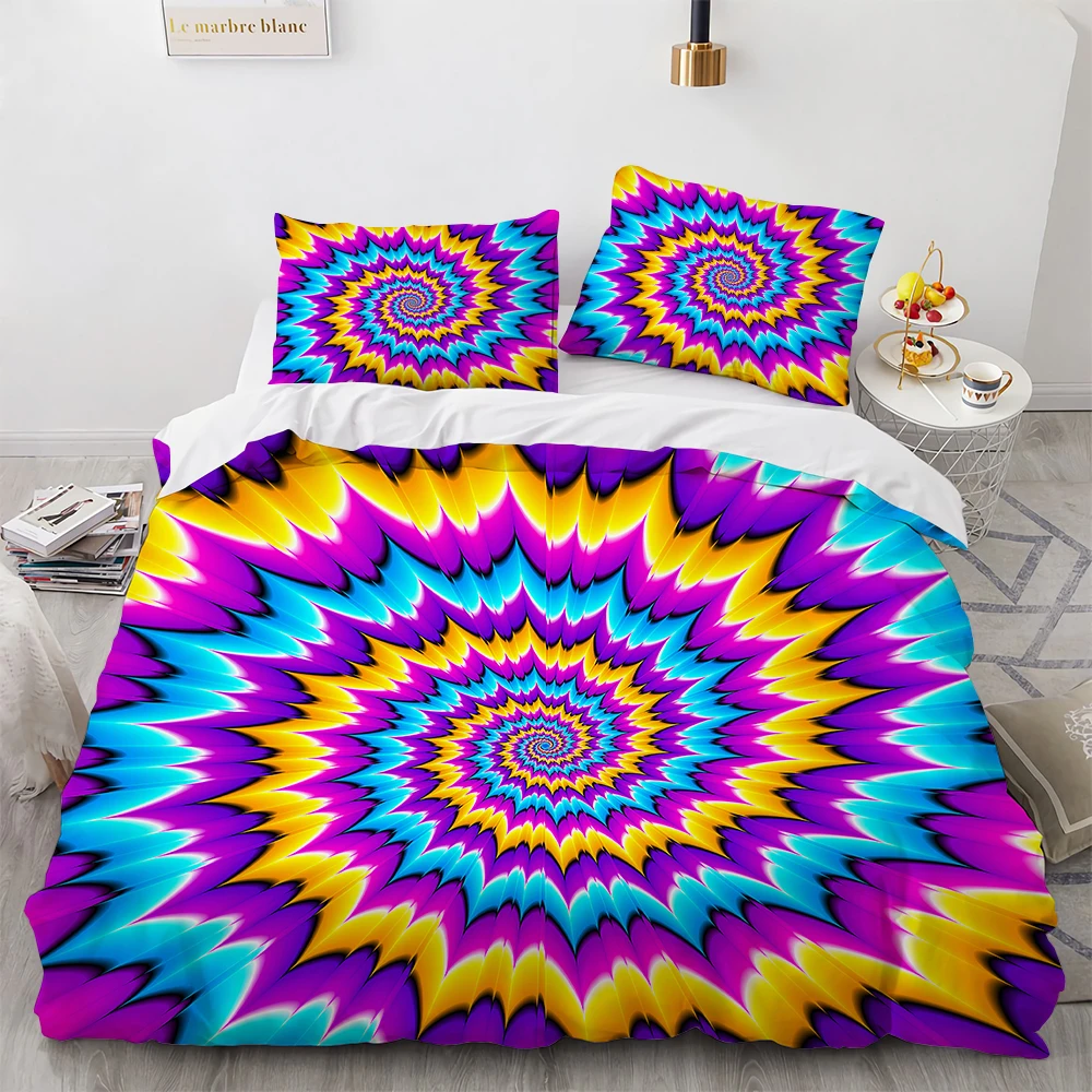 king size duvet cover 3D Psychedelic Pattern Bedding Set Geometric Quilt Cover Queen King Single Size Bedroom Decor Home Textiles best bed sheets