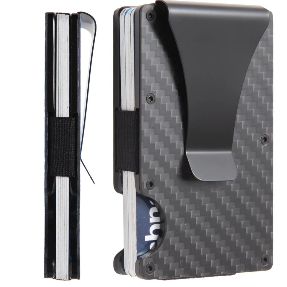 Stylish Black Slim Carbon Fiber RFID Wallet
