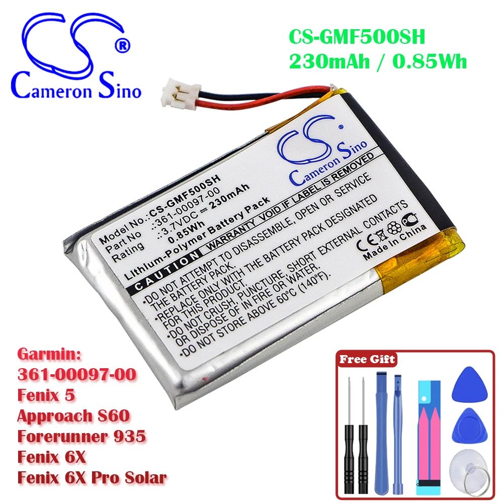Smartwatch 230Mah / 0.85Wh Batteria Per Garmin 361-00097-00 Fenix 5 Approach S60 Forerunner 935 Fenix 6X Fenix 6X Pro Solar