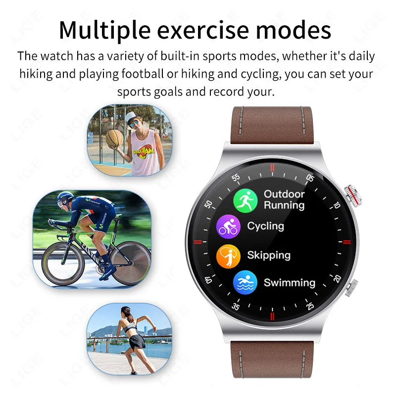 LIGE 2026 NFC Watch For Men Bluetooth Call Smart Watch Android iOS Blood Pressure Smartwatch Weather Full Touch Men's Wristwatch
