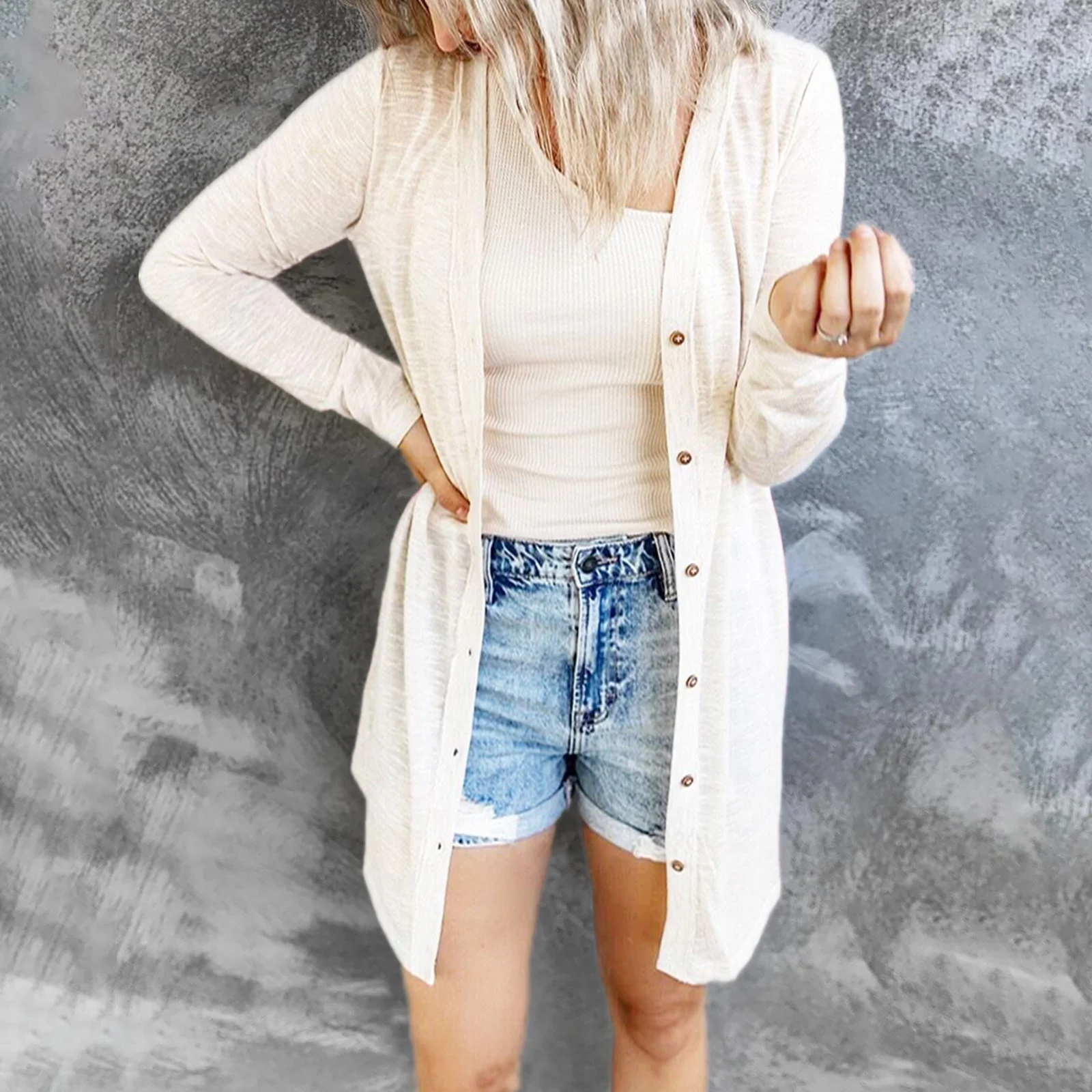 XS-5XL 여성용 캐주얼 상의, 긴 소매 오픈 프론트 가디건 코트, 루즈 블라우스, 플러스 사이즈 패션, 봄 및 가을, 단색