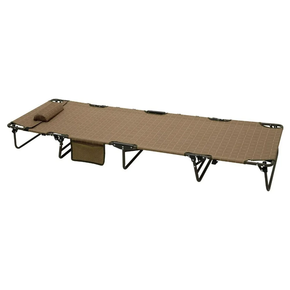 Description Picture 3 of itemSunnyfeel Brown Printed Sturdy and Comfortable Portable Camping Cot with Side Pocket for Outdoor Use Furnishings Camping Cots