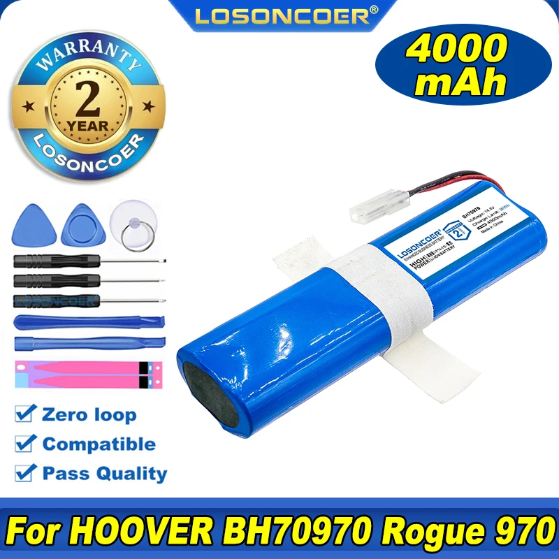 100% Original LOSONCOER 4000mAh Battery For HOOVER BH70970 Rogue 970 Robot Vacuum Wi-Fi Connected Robotic |