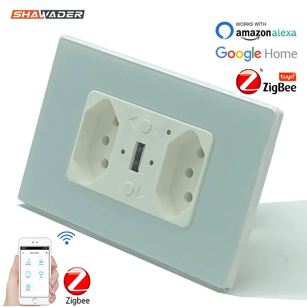Smart Zigbee Tuya Brazil Wall Socket Tomada Usb Electrical Plug Outlet