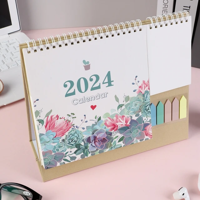 Calendrier multifonctionnel mensuel de l'année 2024 pour étudiant, calendrier  anglais, calendrier créatif, décoration de bureau - AliExpress