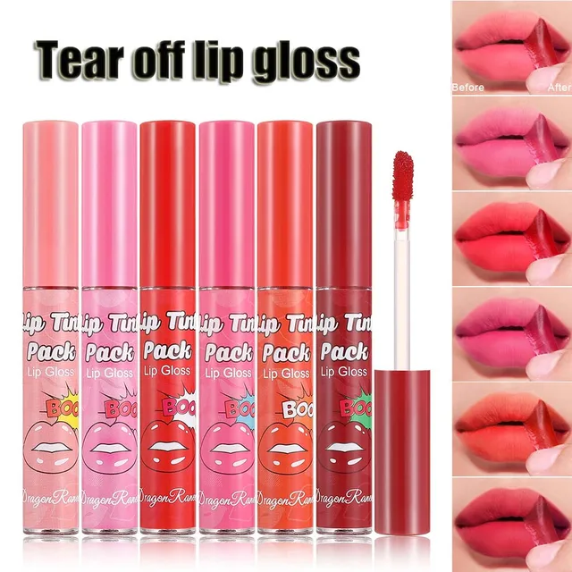 Peel Off Rose Red Lip gloss Lip Outline Contour Tattoo Lip Stain Waterproof Transfer Resistant Tear Off Peel Off Lipstick Makeup