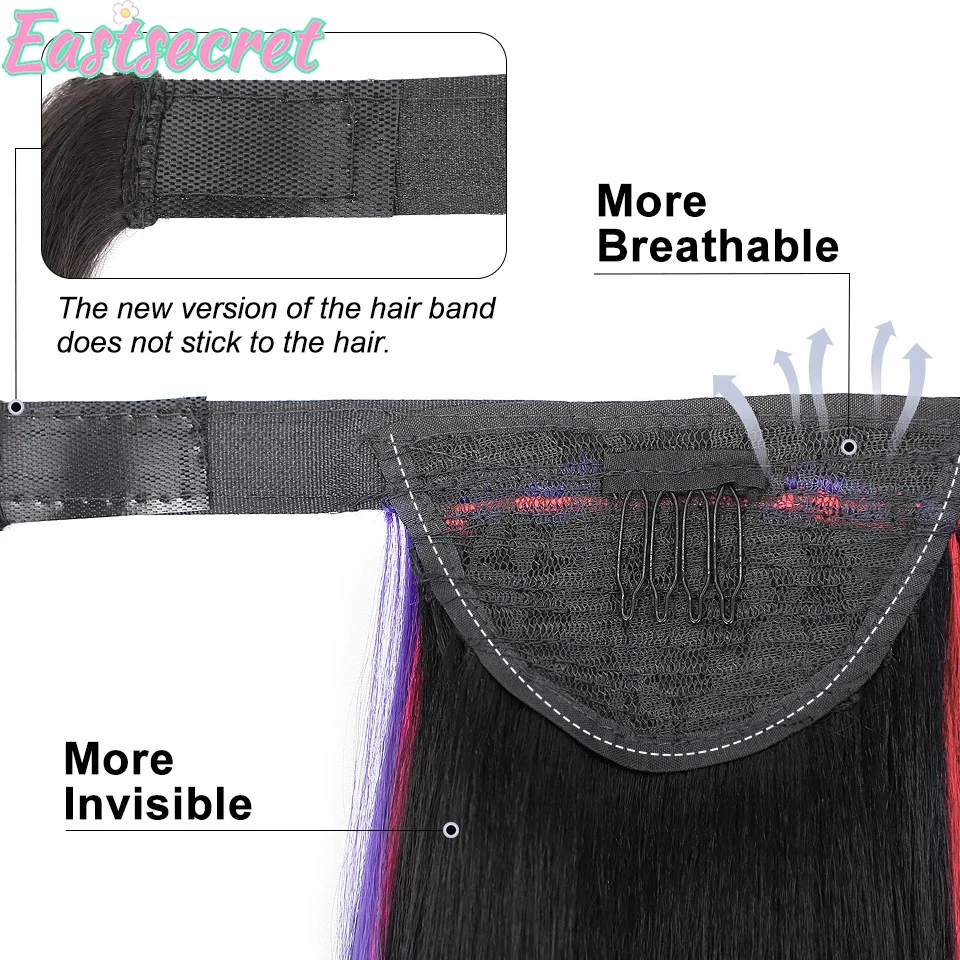 EAST Synthetic Hair Fiber Heat-Resistant straight Hair colour Ponytail Fake Chip-in Extensions Pony Tail