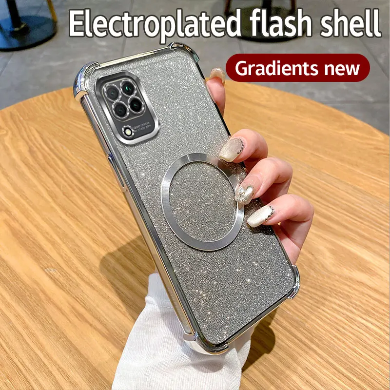 Überzug Stoßfest Klar Magnetring Telefon Fall Für Samsung Galaxy A05S A04S A03S A02S A52S M02 M12 M22 M32 4G Glitter Abdeckung_voghion.com