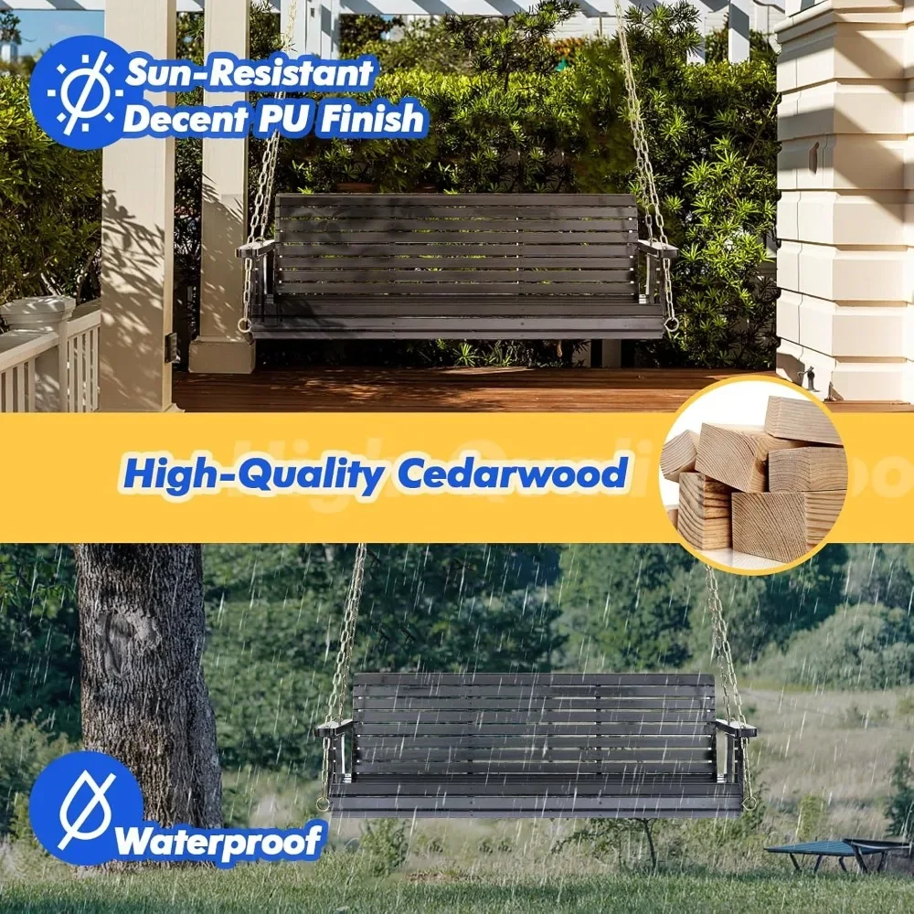 Upgraded Patio Wooden Porch Swing 3