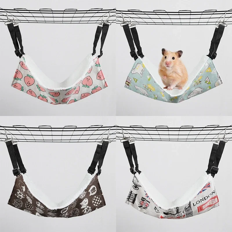 Pet Hammock Warm Plush Small Animal Double-layer Thicken Sleeping Bag Nest For Rats Squirrels Hanging Cage House