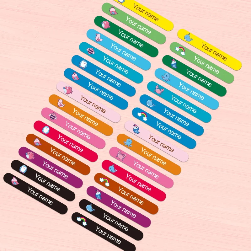 Custom Waterproof Name Stickers for Kids - Personalized Animal Designs Eco-Friendly Labels for School Bags, Books & Stationery