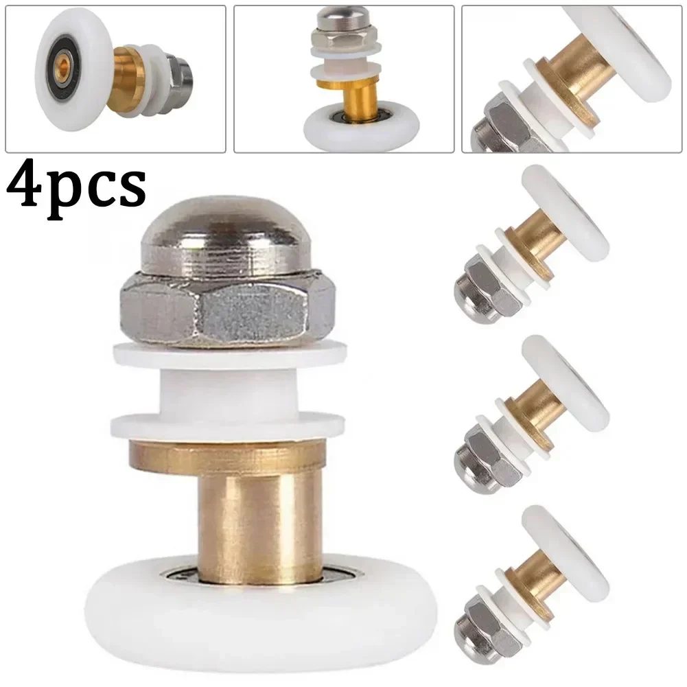 4 PCS 20/23/25/27mm Door Rollers Shower Glass Sliding Door Hanging Wheel Roller Bathroom Sliding Cabinet Eccentric Pulleys
