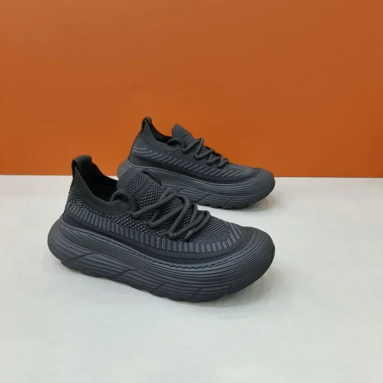 Man Sneakers Summer Black Flying Weaving Breathable Mesh Zapatos Hommes Casual Quick-dry Soft Sole Sport Shoes Outdoor