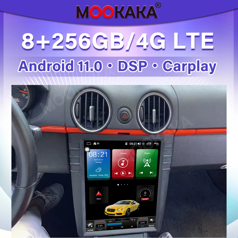 

8+256GB Tesla Style Android 11 Carplay For Porsche Cayman 2005 2006 2007 2008 Car Stereo Radio Multimedia Player GPS Navigation