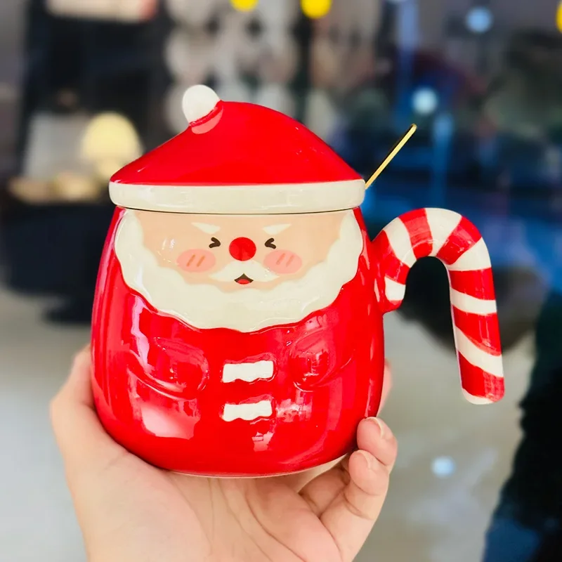 

2024New Christmas ceramic mug, holiday gift, water cup, creative and personalized trend, home cup with hand gift