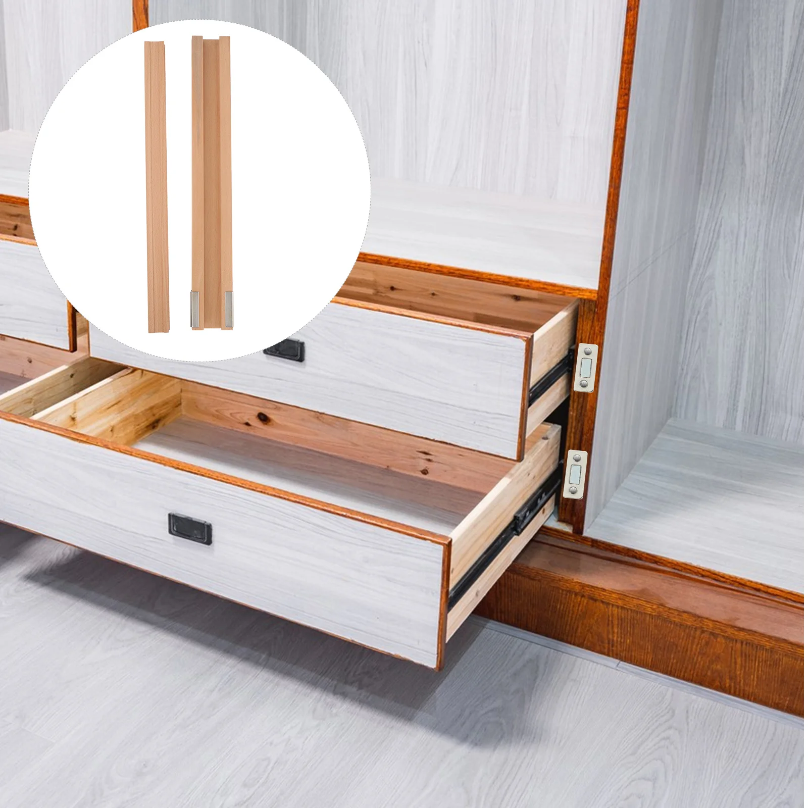 Solid Wood Drawer Slides Metal Tracks 350Mm 1 Set for Replacement Parts Cabinet Hardware Wooden Glides Under Mount Guides