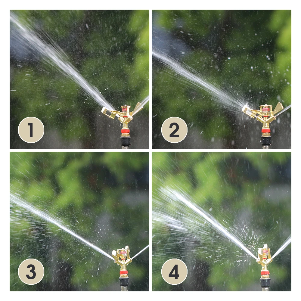 1/2 3/4'' Male Thread Metal Pulsating Sprinkler garden sprinkler irrigation sprinklers garden irrigation nozzle drip irrigation sprinklers 360&deg; Rocker Arm Water Spray Nozzle For Greenhouse Garden Irrigation