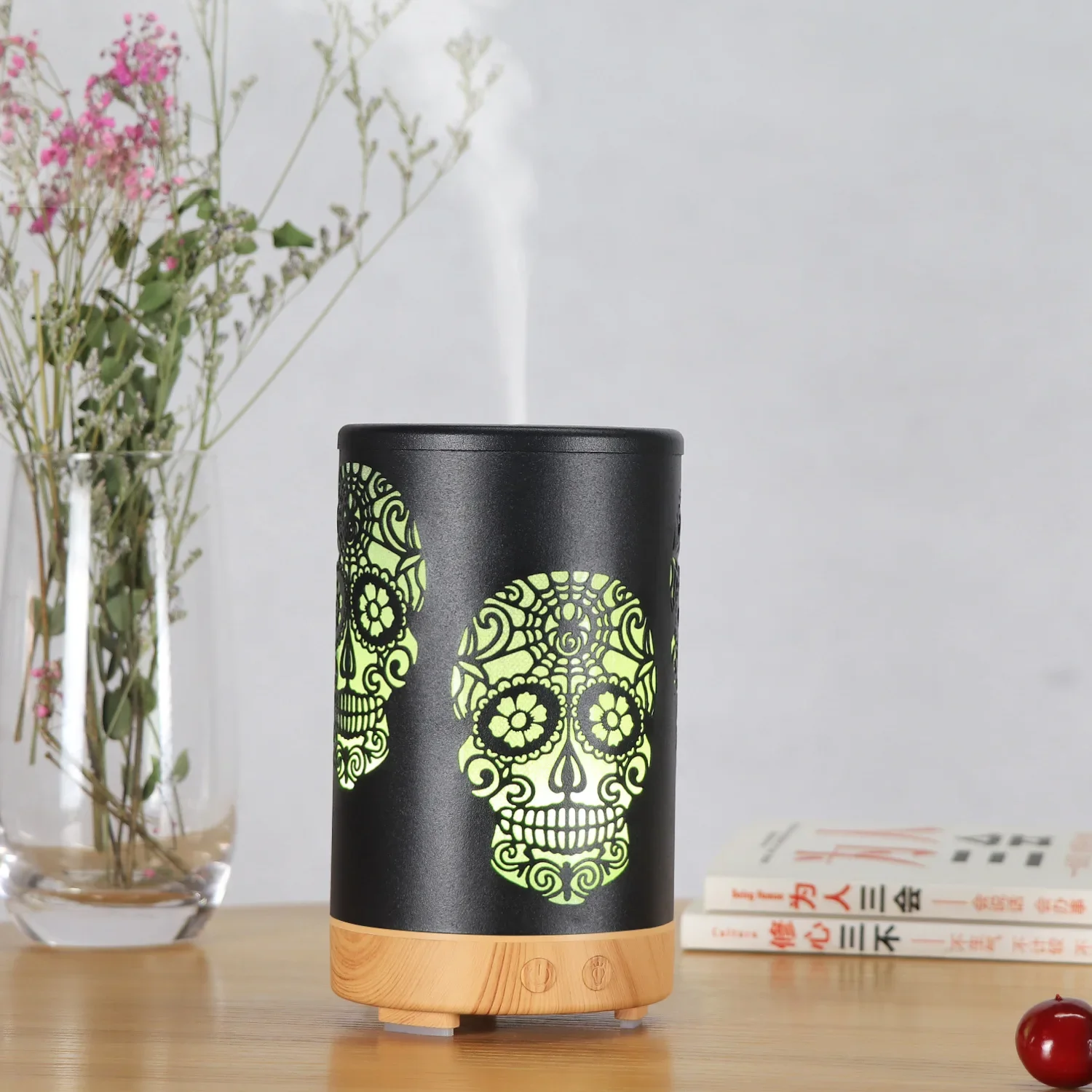 

100ml Ultrasonic Cool Mist Maker Aroma Diffusor Creative Skull Aromatherapy Diffuser Air Humidifier 7 Color Changing LED Light