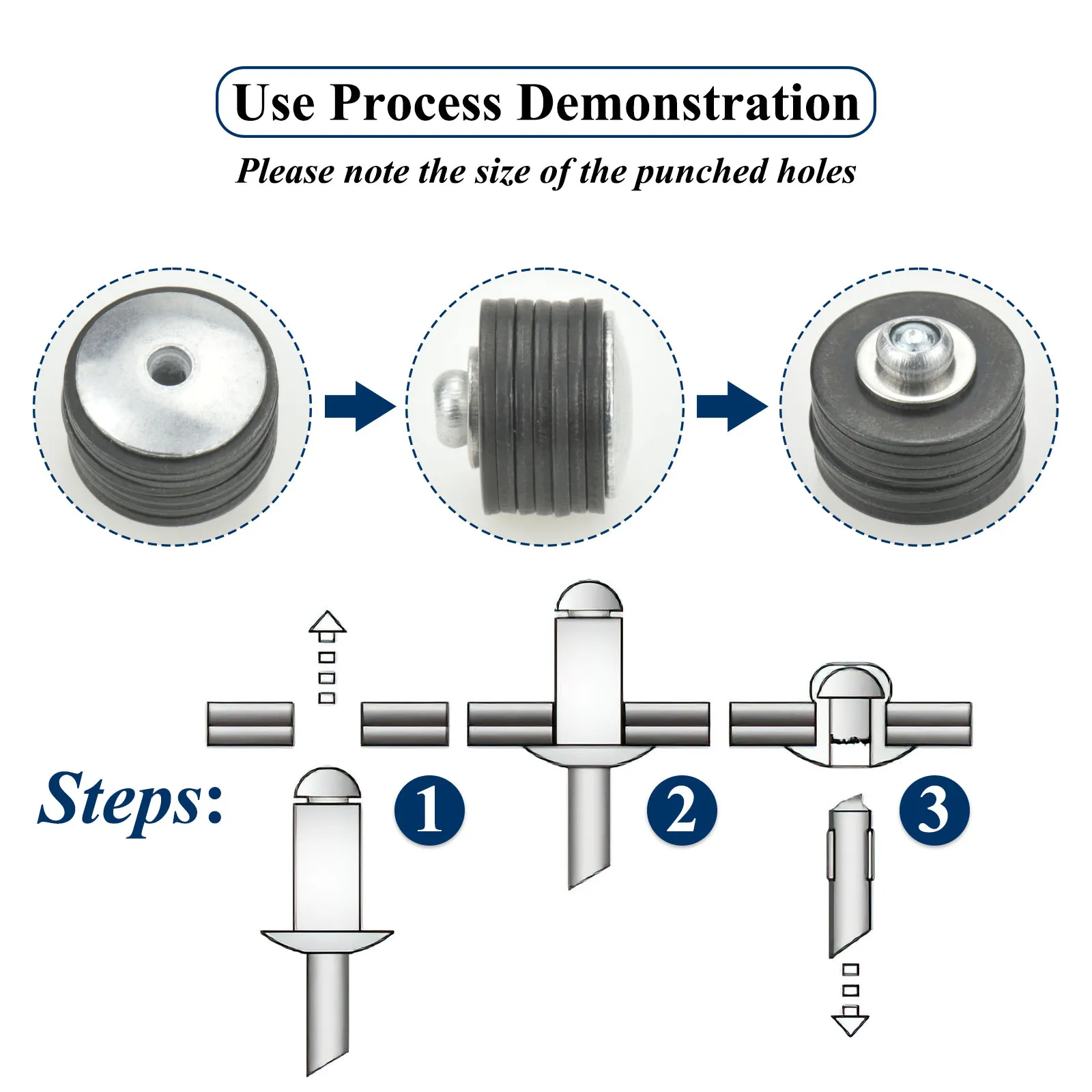 Large Flange Blind Rivets Aluminum Pop Rivets Assortment Kit Blind Rivet Flange Diameter 5/8" (16 Mm) 30pcs rivets and fasteners