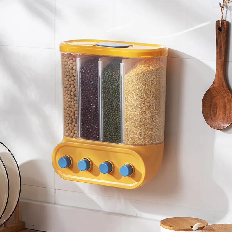 2/4/6L Food Grains Storage Box Tank Sealed Moisture Proof Rice Buckets Wall Mounted Organizer Kitchen Bulk Classified Container storage box,kitchen storage box,food storage container,food storage box,rice storage box
