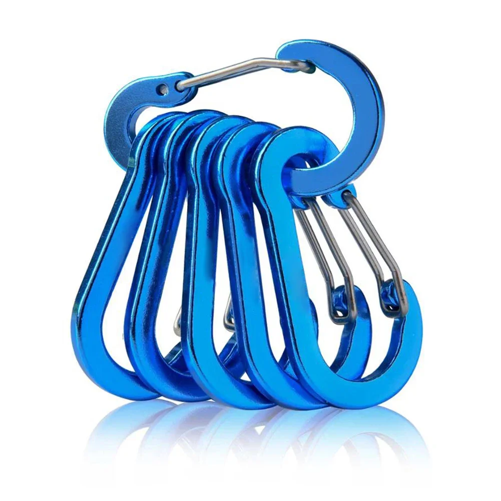 6-Piece Aluminum Alloy Carabiner Set for Outdoor and Camping Activities