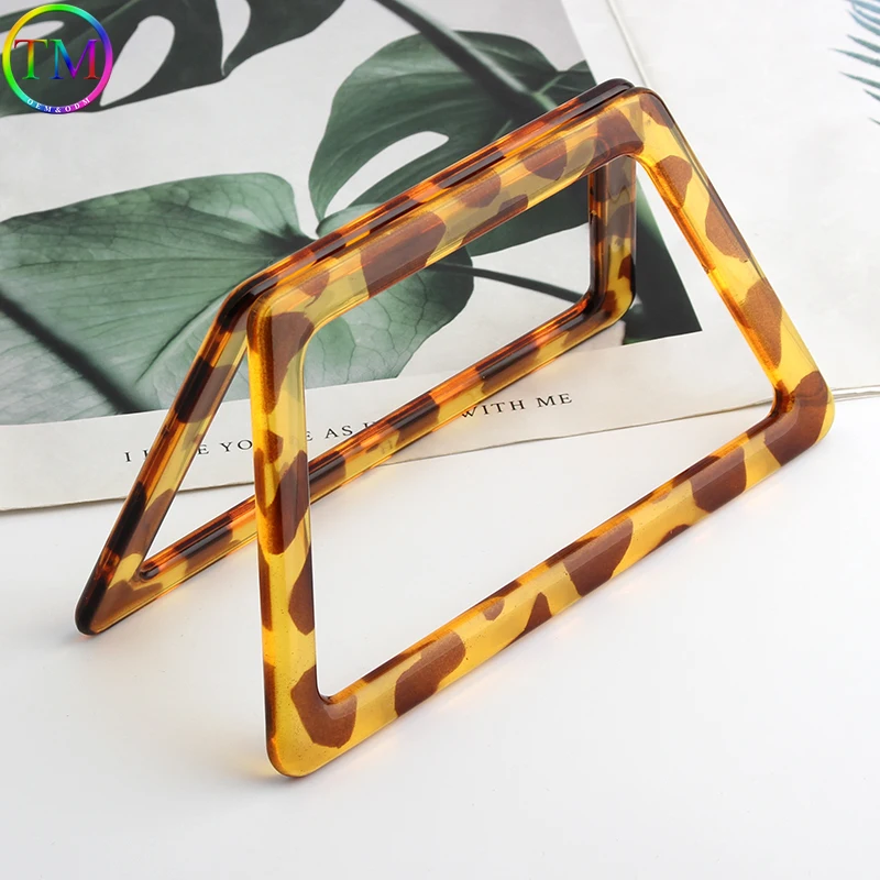 2-10-30PCS Tortoiseshell Resin Handle Square Trapezoid Shape Resin Bag Handle For Leather Womon Bag Making Parts Shaped Handle