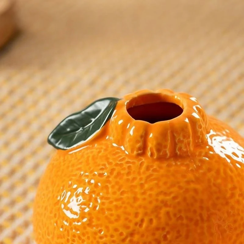 Orange Ceramic Fruit-Shaped Decorative Vase