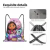 Custom Cartoon Gabbys Dollhouse Drawstring Backpack Bags Men Lightweight Gabby Mercat Gym Sports Sackpack Sacks for Training 3