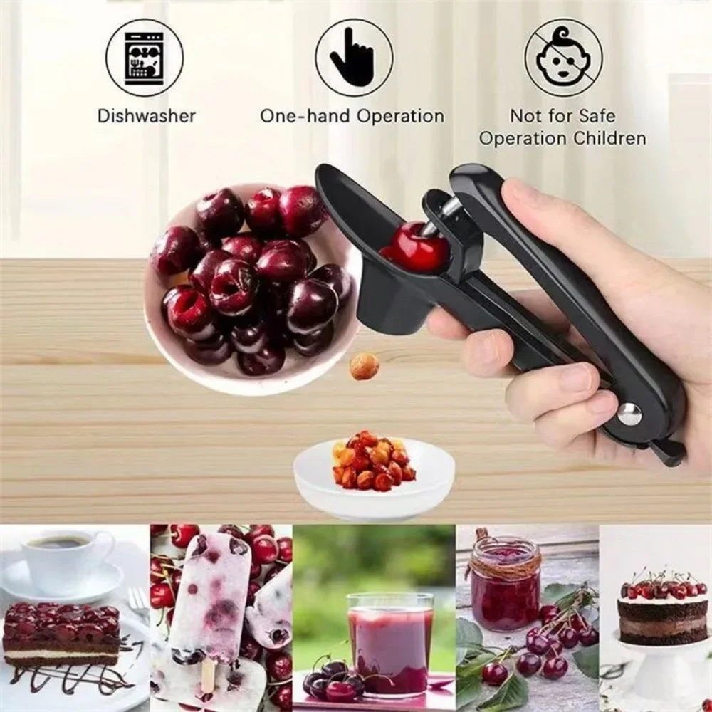 Heavy-Duty Stainless Steel Cherry Pitter Tool - Handheld Fruit Pit Remover With Lock Design
