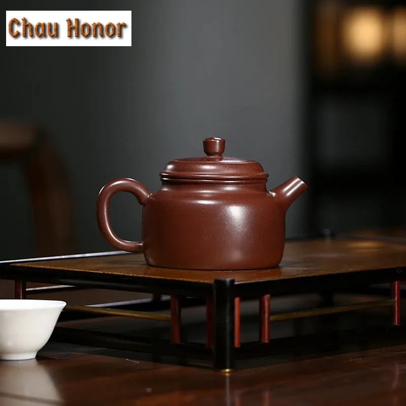 220ml Luxury Yixing Purple Clay Teapots Handmade Dezhong Pot Raw Ore Purple Zhu Mud Kettle Chinese Zisha Tea Set Tea Ornaments