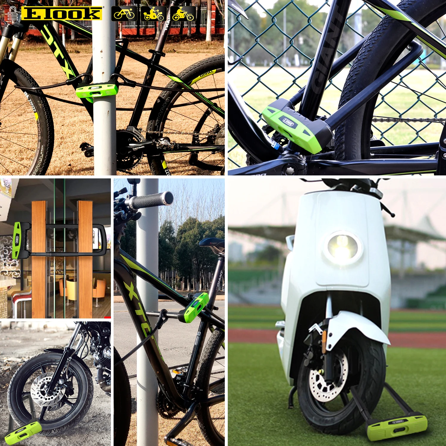 Etook Bicycle Lock U-lock Heavy Duty Anti Theft Motorcycle Scooter
