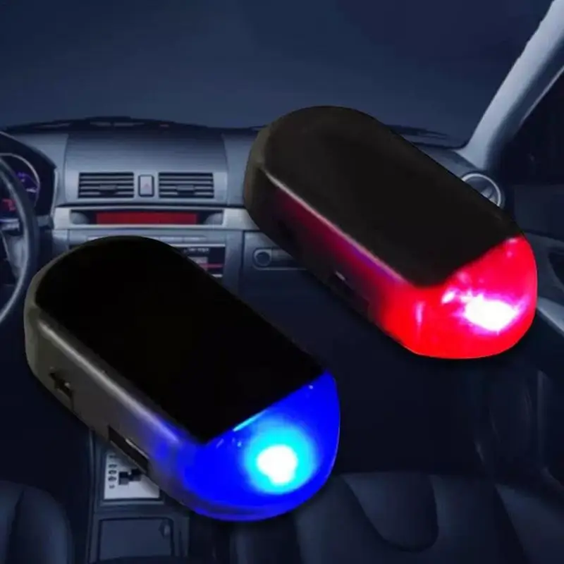 2 Pcs Solar Powered Car Alarm Light Flashing Anti-theft Wireless LED Car Fake Security Light Caution Lamp Alarm Car Accessories