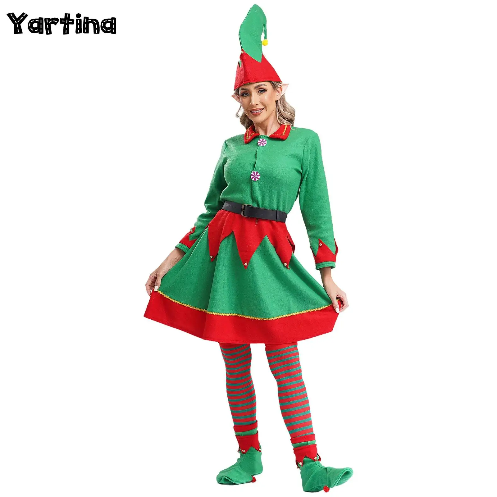 Disfraz De Elfo Navideño Para Hombre Y Mujer – Traje Completo Con Sombrero, Cinturón Y Accesorios | Ideal Para Fiestas Y Cosplay