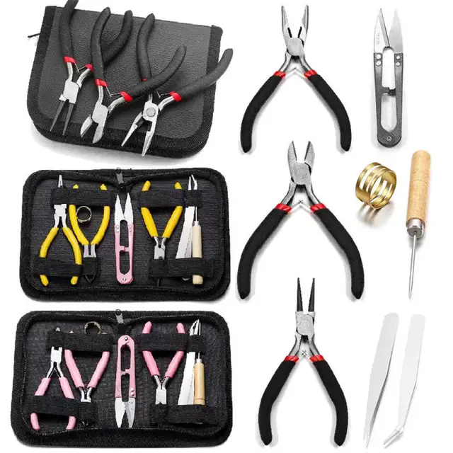1 Pack Jewelry Making Supplies Kits with Jewelry Pliers Jump Ring Opener Awl Thread Scissors Helping Hands for Jewelry Repair 4