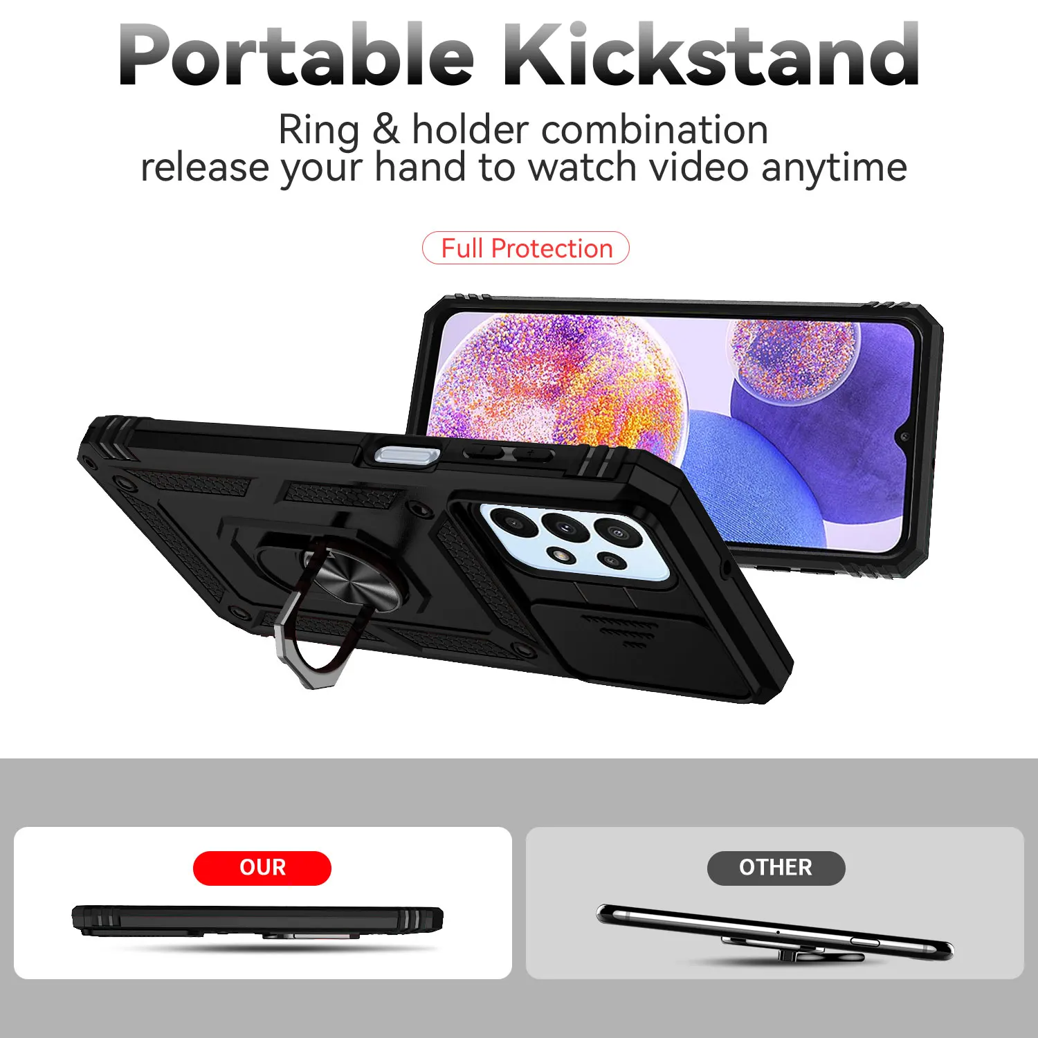 Enhanced Armor Shockproof Phone Case with Slide Window Camera Lens Protection